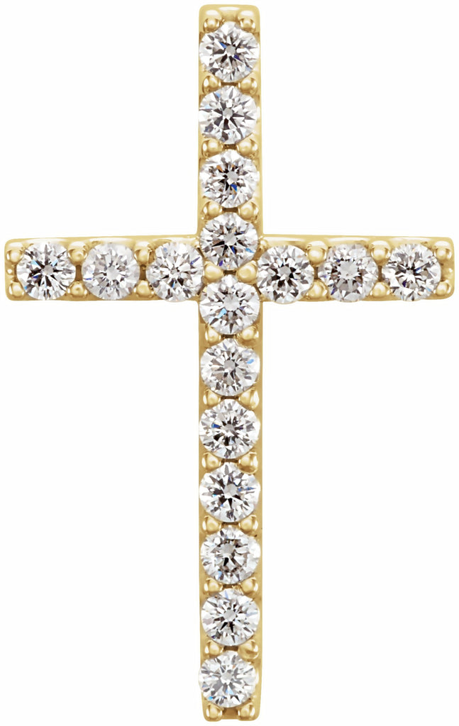 14k yellow 1/4 ctw petite diamond cross pendant