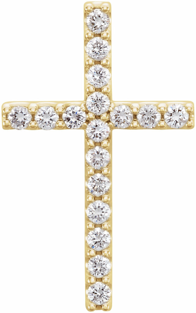 14k yellow 1/3 ctw petite diamond cross pendant