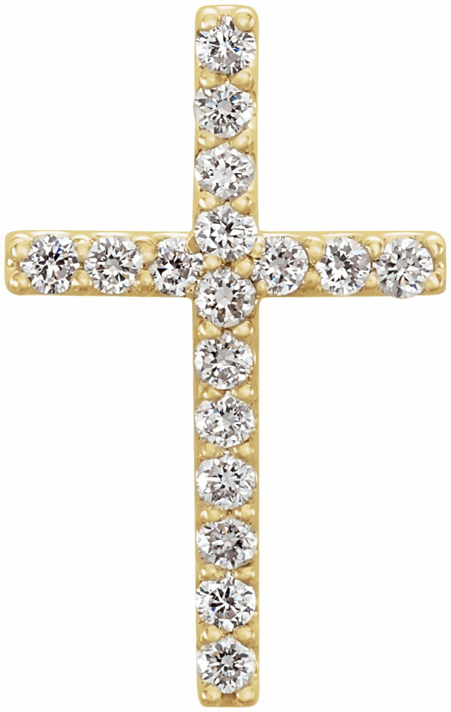 14k yellow 1/6 ctw petite diamond cross pendant