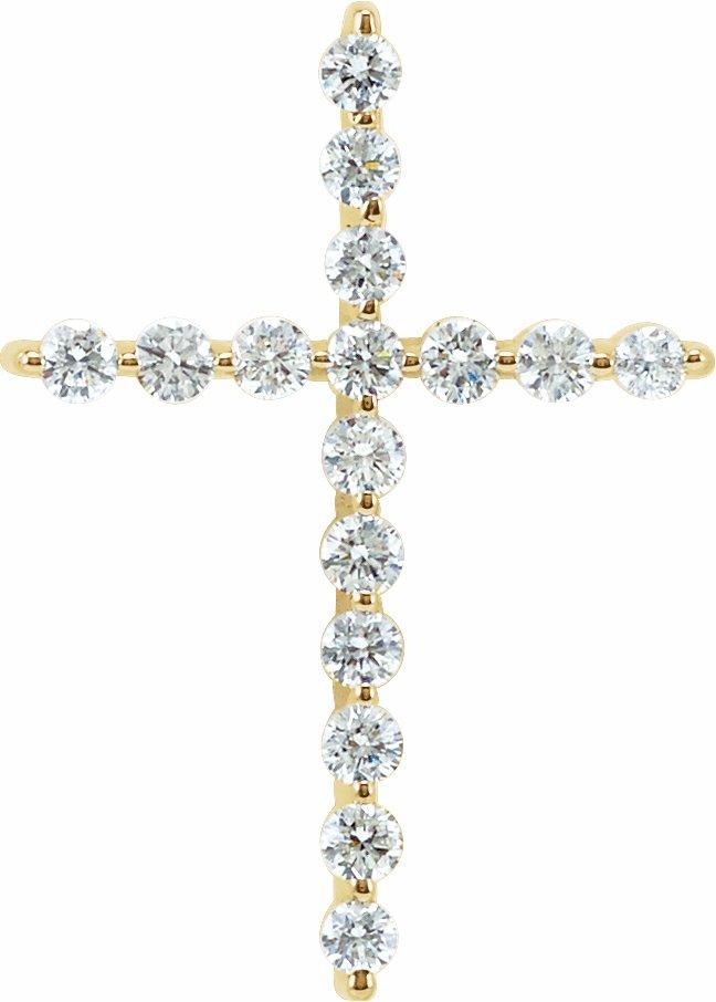 14k yellow 1/4 ctw diamond cross pendant