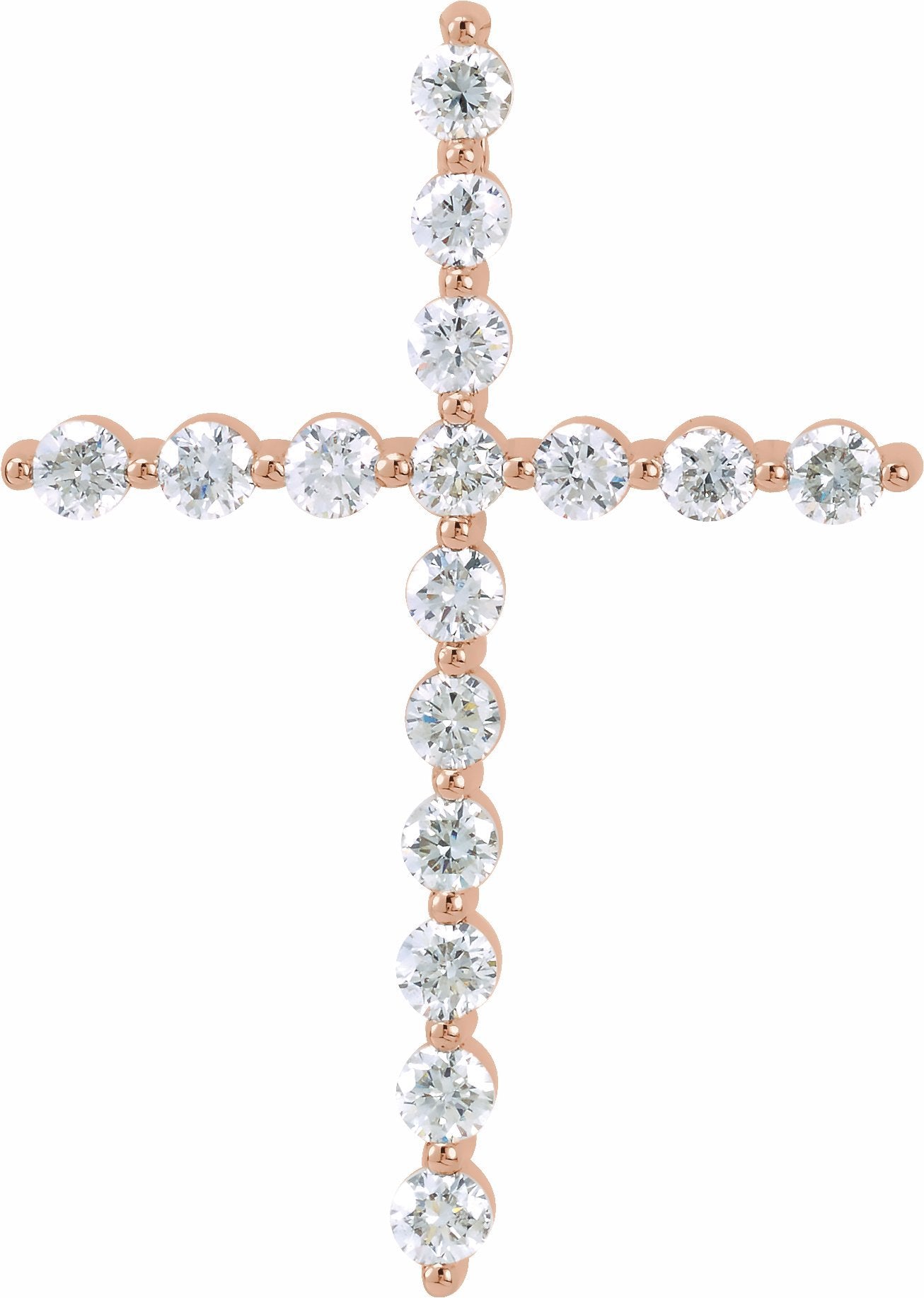 14k rose 1 3/8 ctw diamond cross pendant 