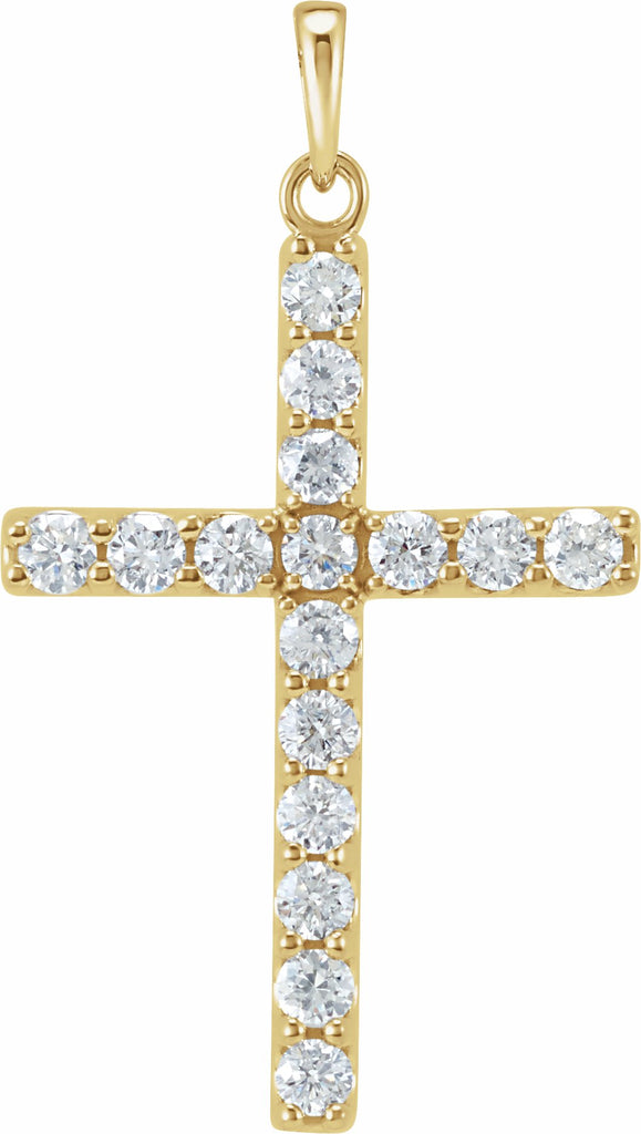 14k yellow 1/3 ctw diamond cross pendant