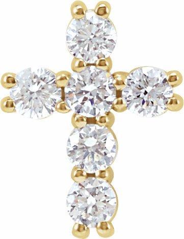 14k yellow 1/4 ctw diamond cross pendant