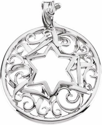 14k white 34x27.5 mm star of david pendant 