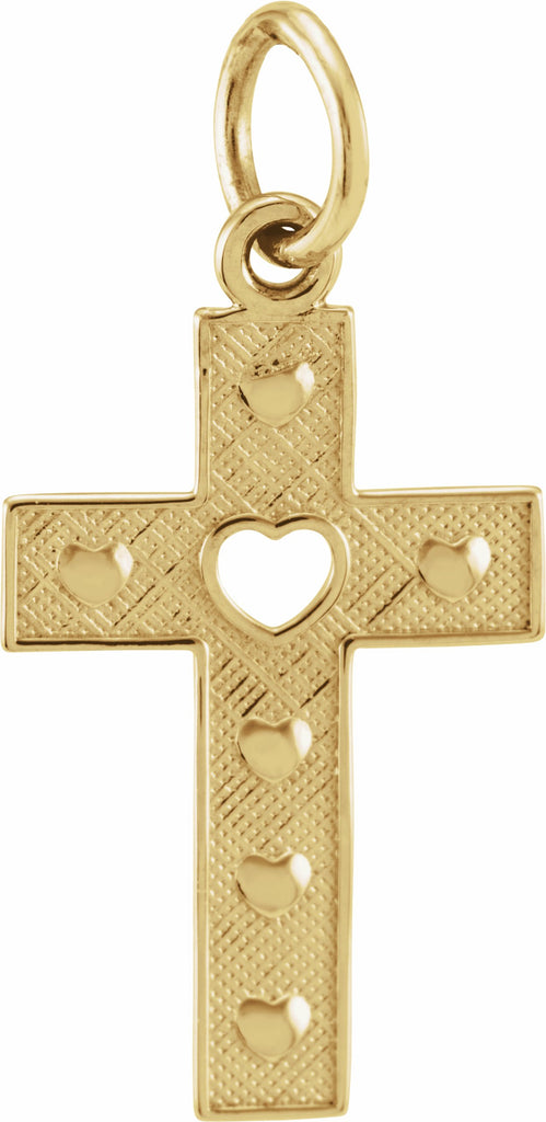 14k yellow pierced heart cross pendant  