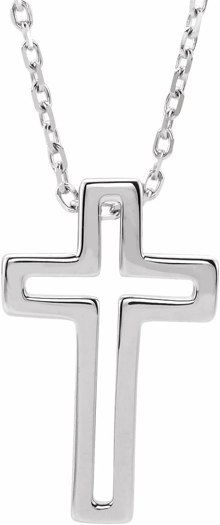 14k white open cross 16-18" necklace