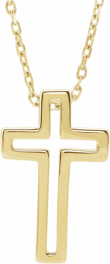 14k yellow open cross 16-18" necklace