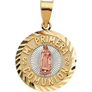 14k yellow/rose 23x15 mm mi primera communion (1st holy communion) medal 