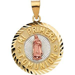 14k yellow/rose 26x18 mm mi primera communion (1st holy communion) medal 