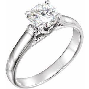 set 6.5 mm round forever  created moissanite solitaire engagement ring  