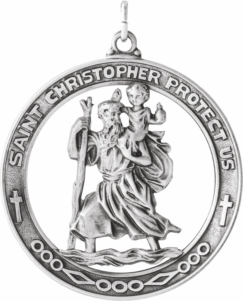 sterling silver 29 mm st. christopher medal