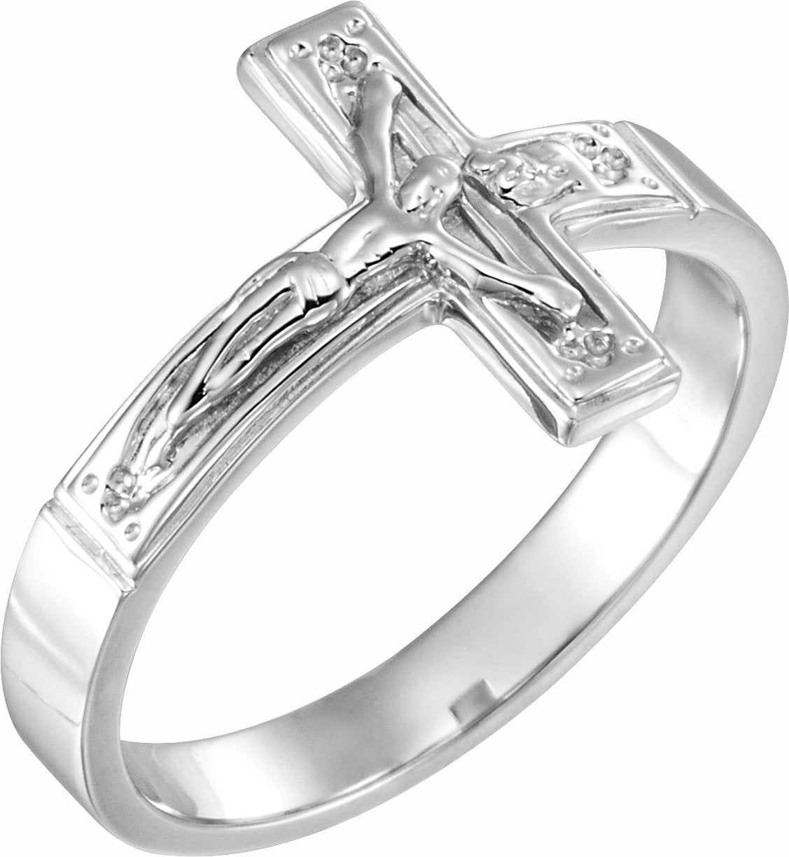 10k white 15 mm crucifix chastity ring size 8