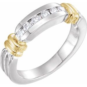 14k white & yellow 1/4 ctw diamond ladies band 