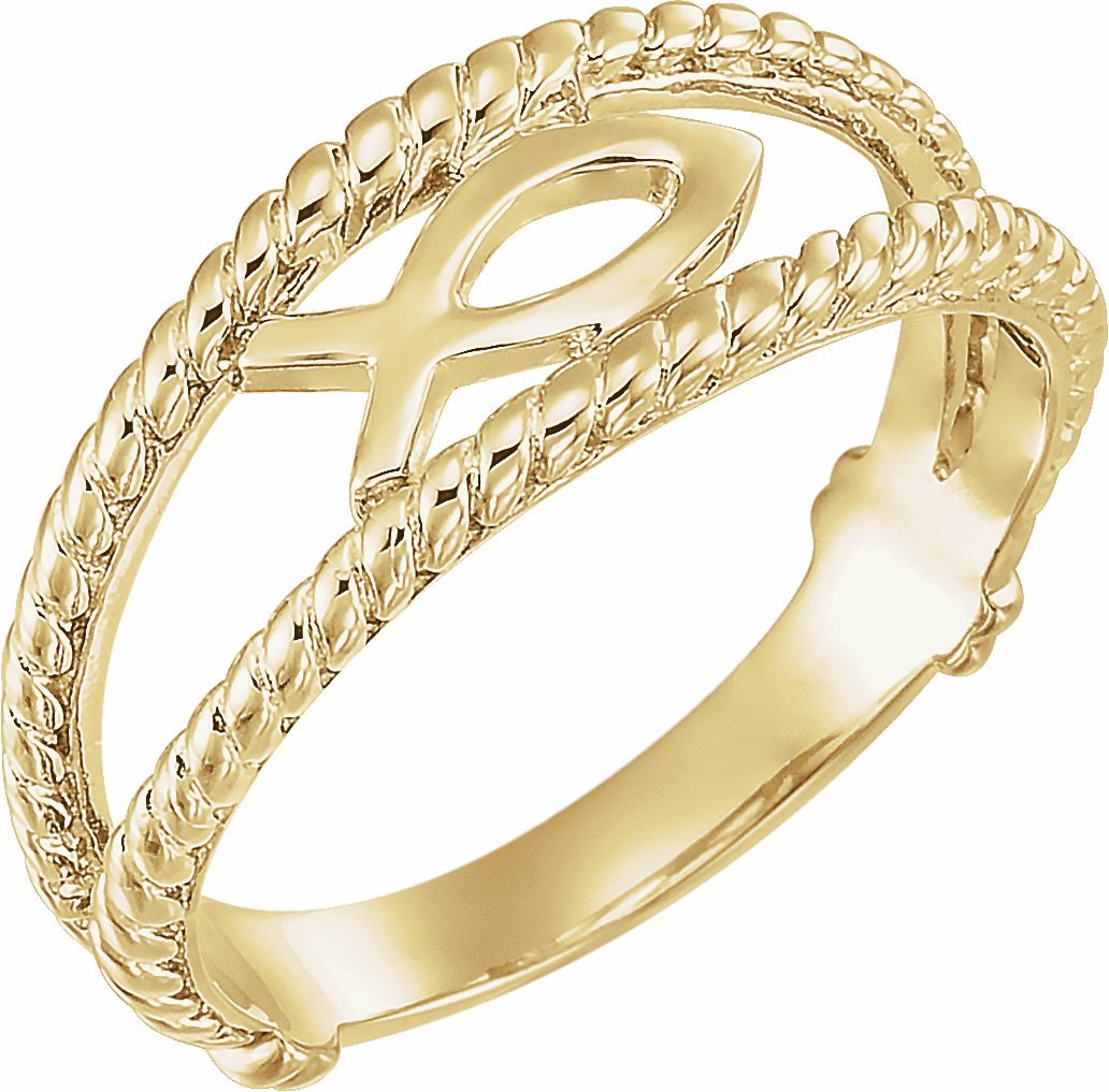 10k yellow ichthus (fish) chastity ring size 6