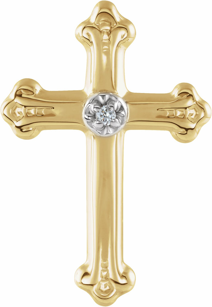 14k yellow/white 15x10.5 mm .005 ct diamond cross lapel pin