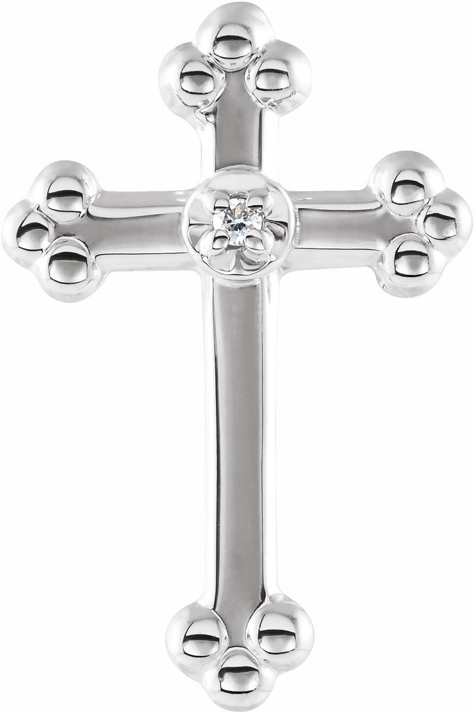 14k white 14x9 mm diamond cross lapel pin