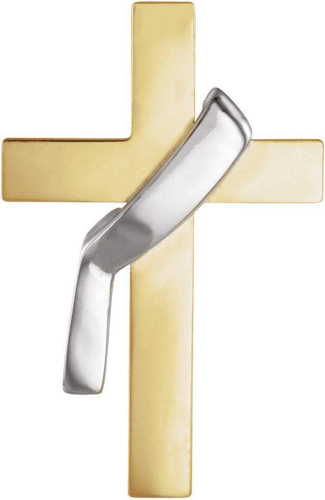 14k yellow/white 22x14 mm deacon's cross lapel pin