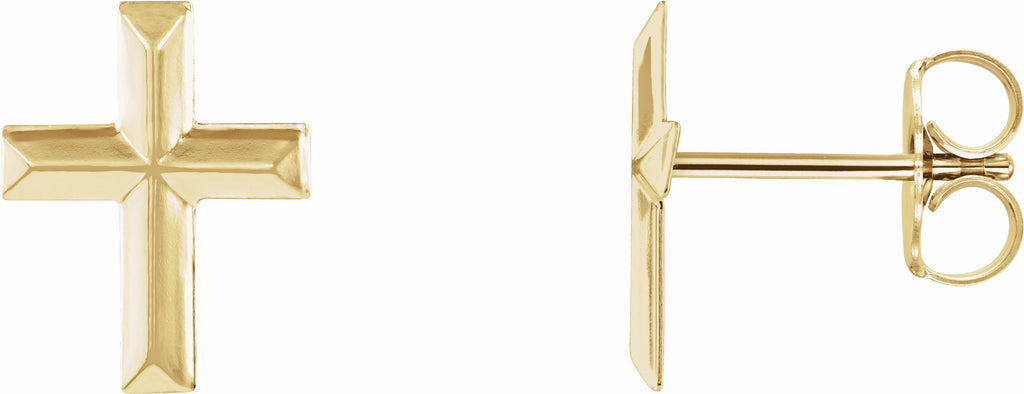 14k yellow cross earrings