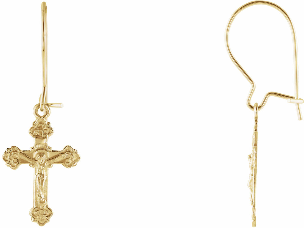 14k yellow 25x9 mm crucifix earring