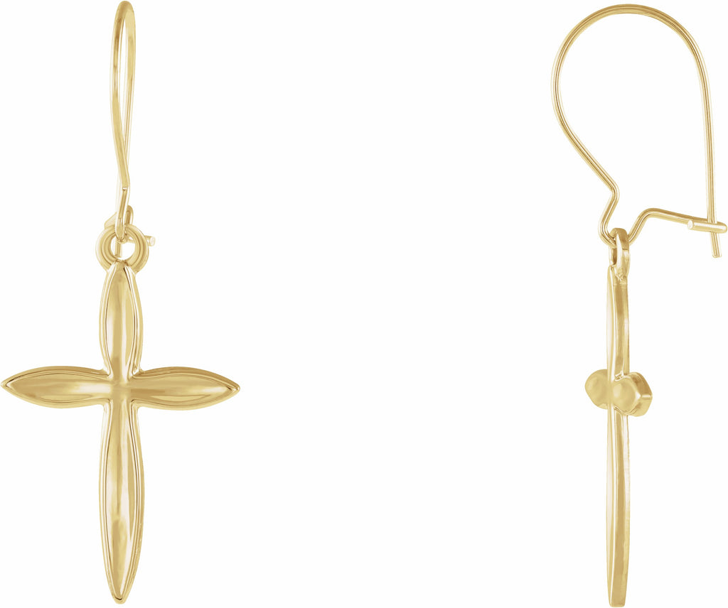 14k yellow cross earrings