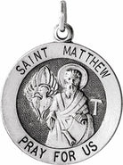 sterling silver 22 mm round st. matthew medal