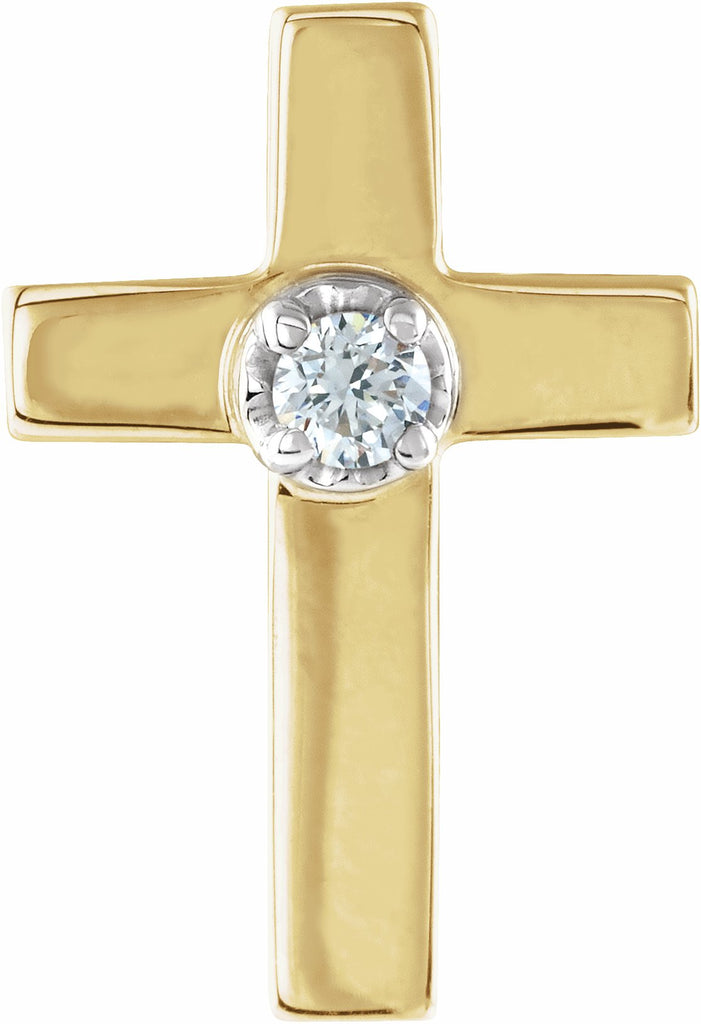 14k yellow & white 11x8 mm .02 ctw diamond cross lapel pin