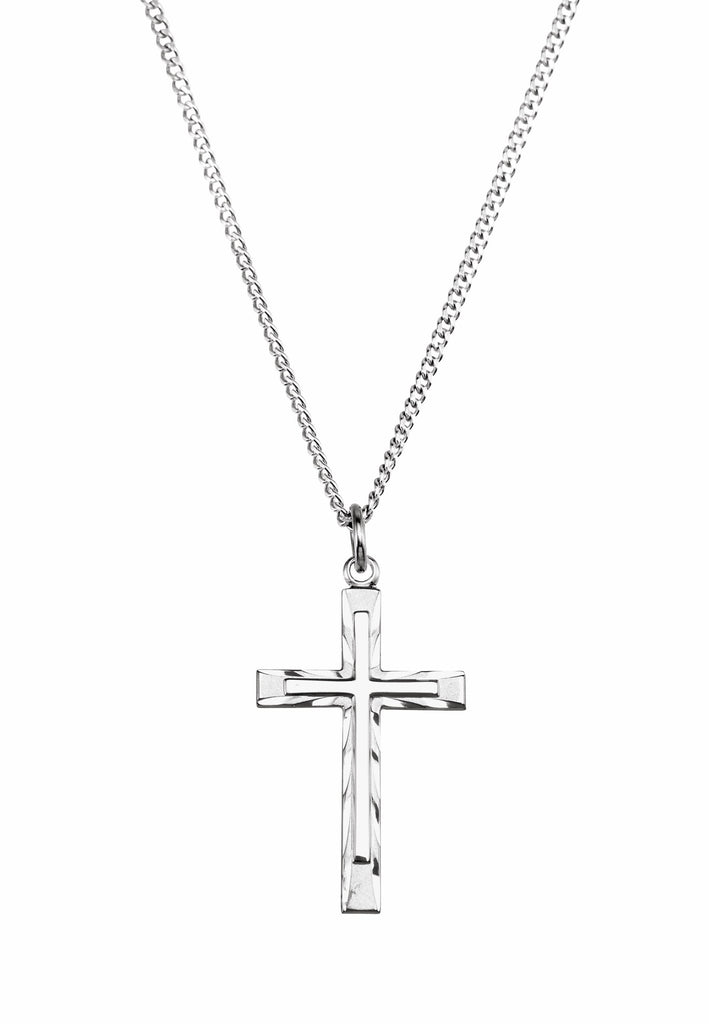 sterling silver 25x16 mm cross 18" necklace