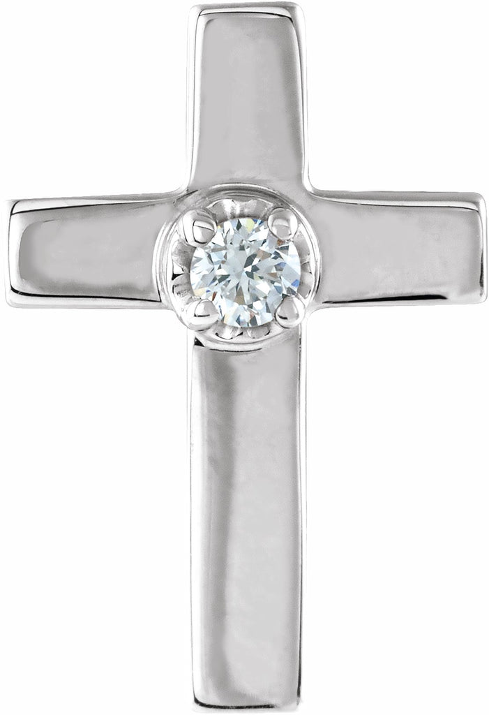 14k white 11x8 mm .02 ctw diamond cross lapel pin