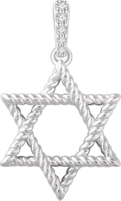 14k white .025 ctw diamond star of david pendant 