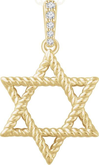 14k yellow .025 ctw diamond star of david pendant 