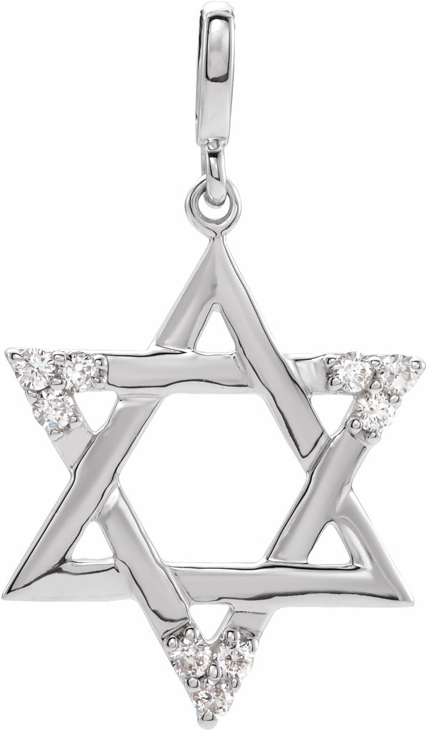 sterling silver 1/10 ctw diamond star of david pendant