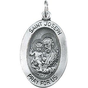 sterling silver 19x13.5 mm st. joseph oval medal 