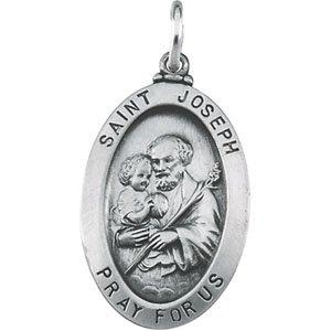 sterling silver 23.5x16 mm st. joseph oval medal 