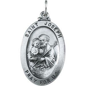 sterling silver 25x18 mm st. joseph oval medal