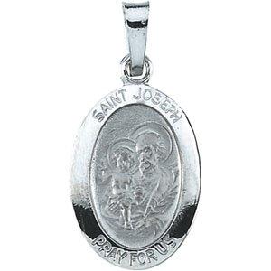 14k white 15x11 mm st. joseph oval medal