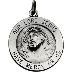 sterling silver 18 mm round our lord jesus medal with 18" chain 