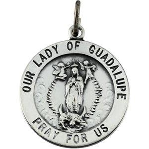 sterling silver 22 mm round our lady of guadalupe medal