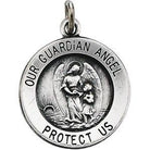 sterling silver 18 mm guardian angel medal  