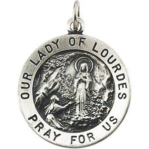 sterling silver 18 mm round our lady of lourdes medal