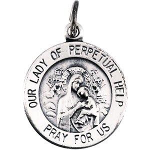 sterling silver 15 mm round our lady of perpetual help medal