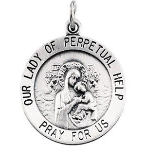 sterling silver 18 mm round our lady of perpetual help medal