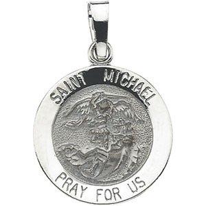 14k white 15 mm st. michael medal