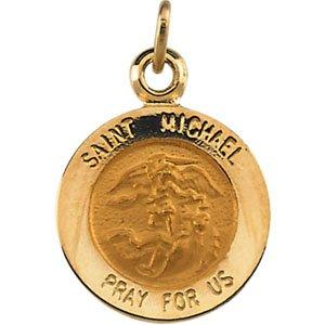 14k yellow 12 mm st. michael medal