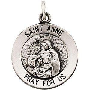 14k white 15 mm st. anne medal