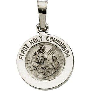 14k white 12 mm first communion medal