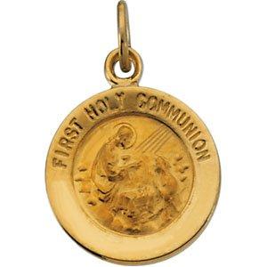 14k yellow 12 mm first communion medal