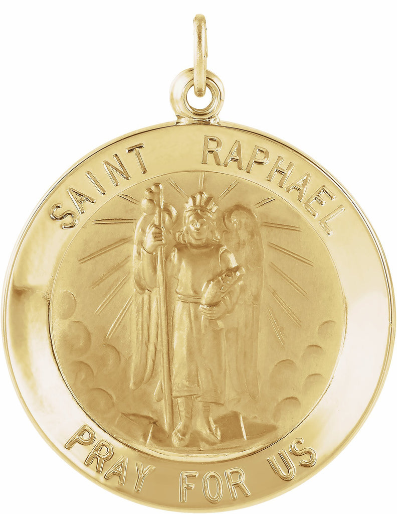 14k yellow 15 mm round st. raphael medal