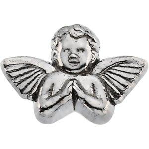 14k white 8x12 mm praying angel lapel pin