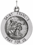 sterling silver 18.25 mm round st. francis of assisi medal necklace   