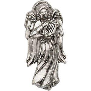 14k white 14x6 mm angel with harp lapel pin